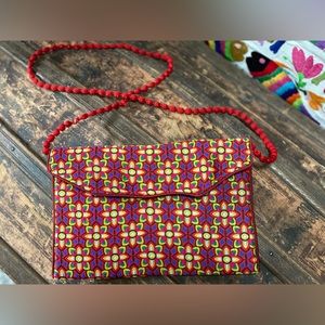 Upcycled sari envelope clutch
